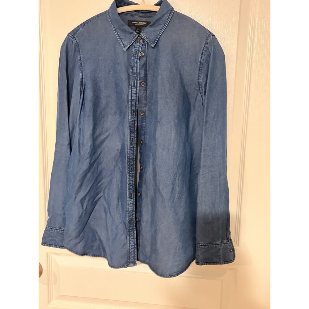 Banana Republic Chambray Shirt Womens Size Small Dillon Blue Button Front